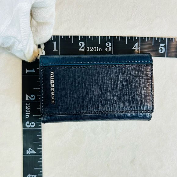 Burberry Blue Bi-Color Silver 6 Ring Key Holder Pouch Case Wallet - Picture 9 of 11